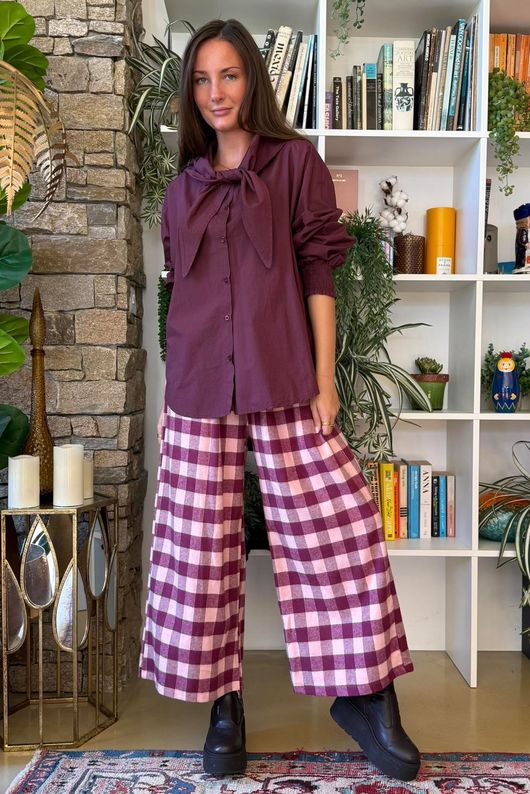 Paloma Tela Neckerchief Blouse Aubergine